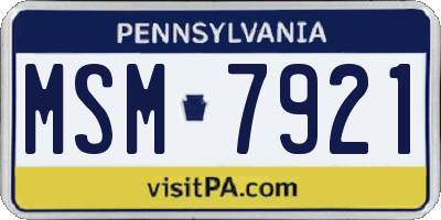 PA license plate MSM7921