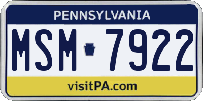 PA license plate MSM7922