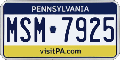 PA license plate MSM7925