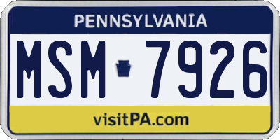 PA license plate MSM7926