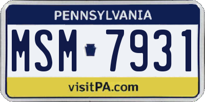 PA license plate MSM7931