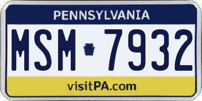 PA license plate MSM7932