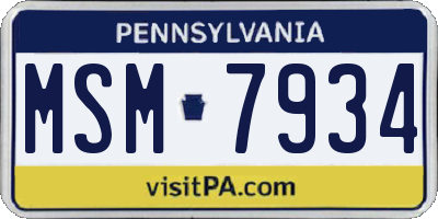 PA license plate MSM7934