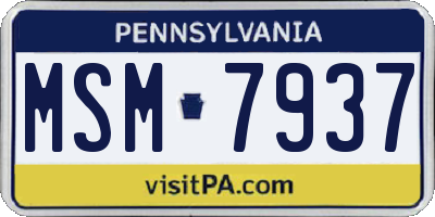 PA license plate MSM7937