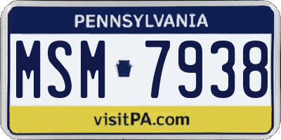 PA license plate MSM7938