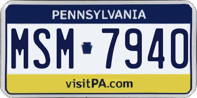 PA license plate MSM7940