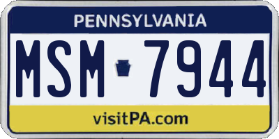 PA license plate MSM7944