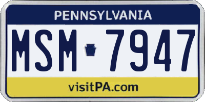 PA license plate MSM7947