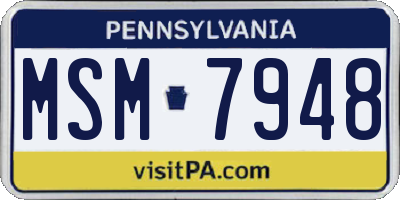 PA license plate MSM7948
