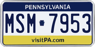PA license plate MSM7953