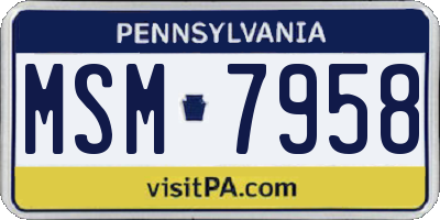 PA license plate MSM7958