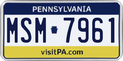 PA license plate MSM7961