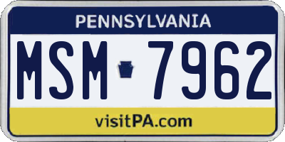 PA license plate MSM7962