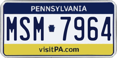 PA license plate MSM7964