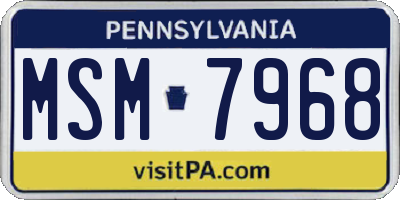 PA license plate MSM7968