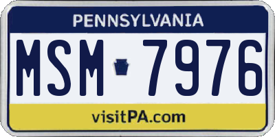 PA license plate MSM7976
