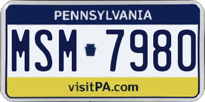 PA license plate MSM7980