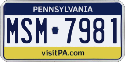 PA license plate MSM7981
