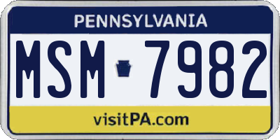 PA license plate MSM7982