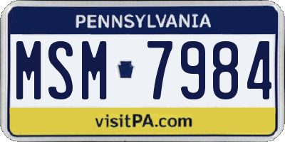 PA license plate MSM7984