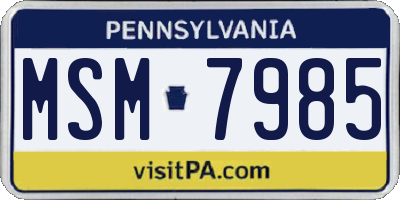 PA license plate MSM7985