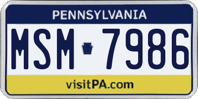 PA license plate MSM7986