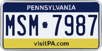 PA license plate MSM7987
