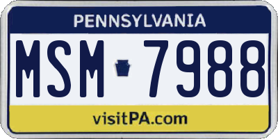 PA license plate MSM7988