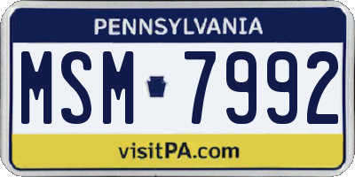 PA license plate MSM7992