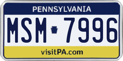 PA license plate MSM7996