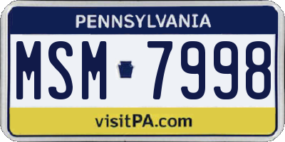 PA license plate MSM7998