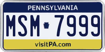 PA license plate MSM7999