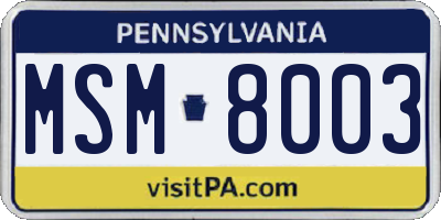 PA license plate MSM8003