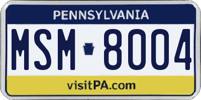 PA license plate MSM8004