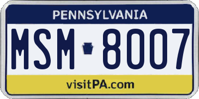 PA license plate MSM8007