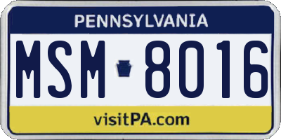 PA license plate MSM8016