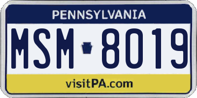 PA license plate MSM8019