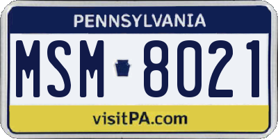 PA license plate MSM8021
