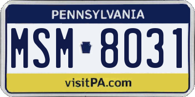 PA license plate MSM8031