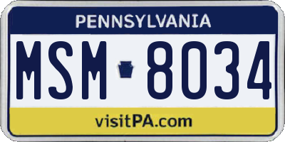 PA license plate MSM8034