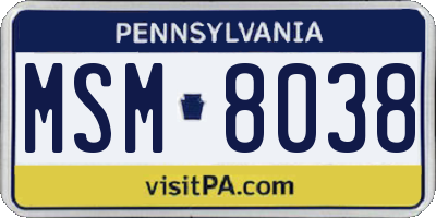 PA license plate MSM8038
