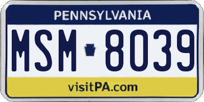 PA license plate MSM8039