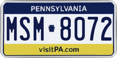 PA license plate MSM8072