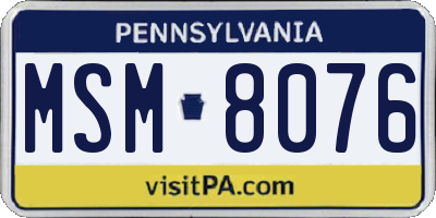 PA license plate MSM8076