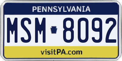 PA license plate MSM8092