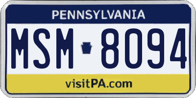 PA license plate MSM8094