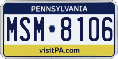 PA license plate MSM8106