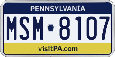 PA license plate MSM8107
