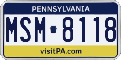 PA license plate MSM8118