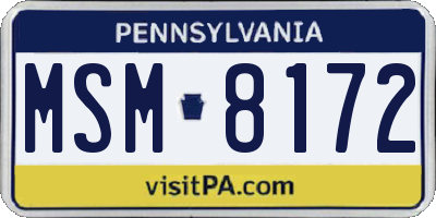 PA license plate MSM8172